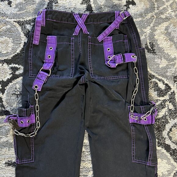 TRIPP NYC Daang Goodman Black & Purple Wide Leg Cargo Womens Size 1 Pants - Picture 4 of 9